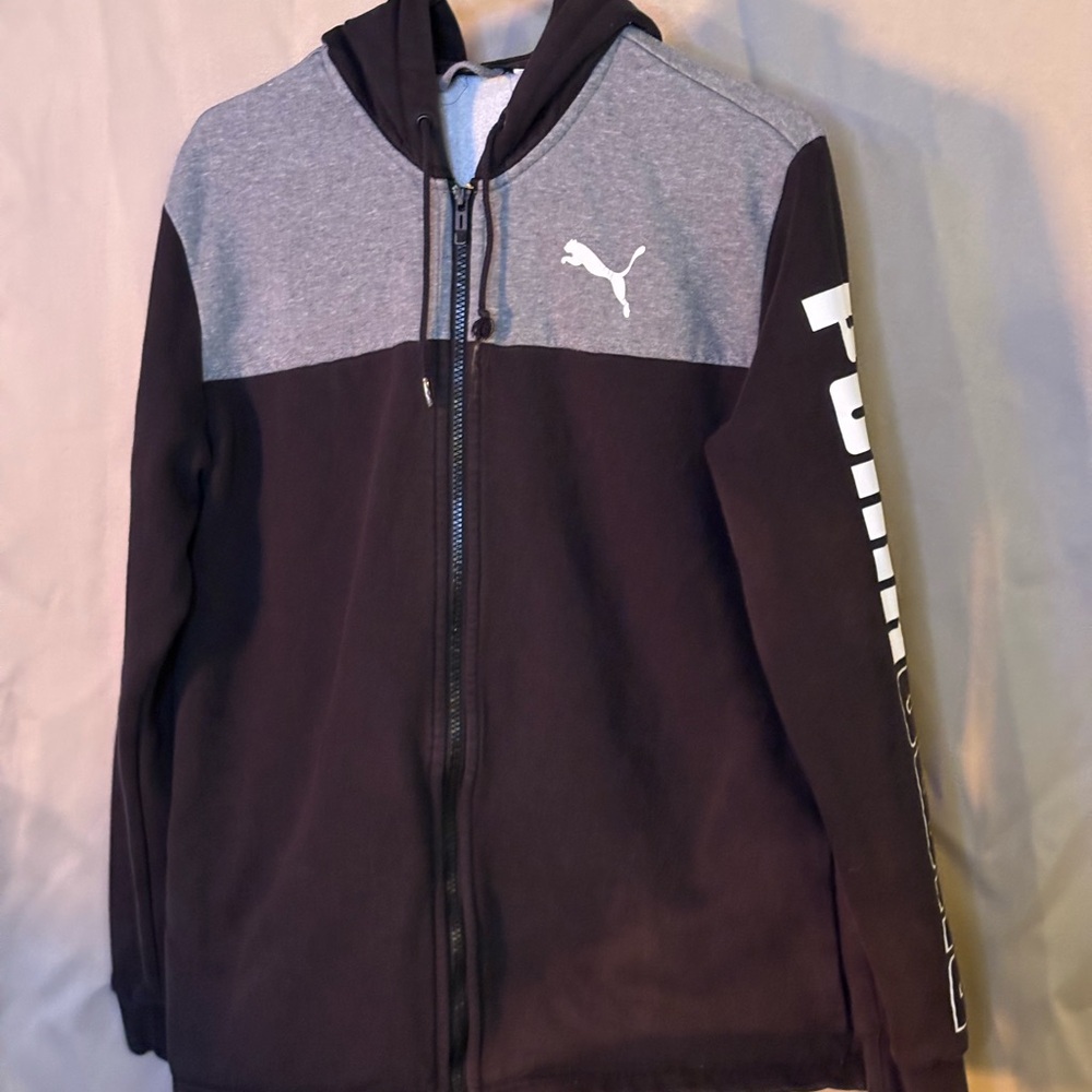 Puma Men's Black and Gray Hoodie